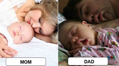 Different Between Mom and Dad Sleeping with Baby