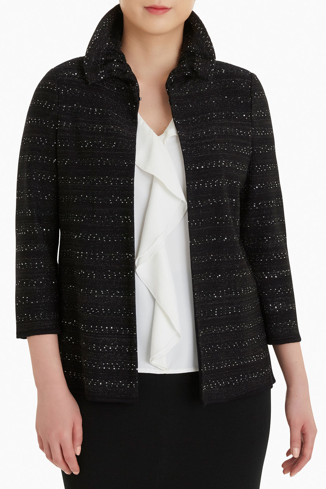 black sequin plus size jacket