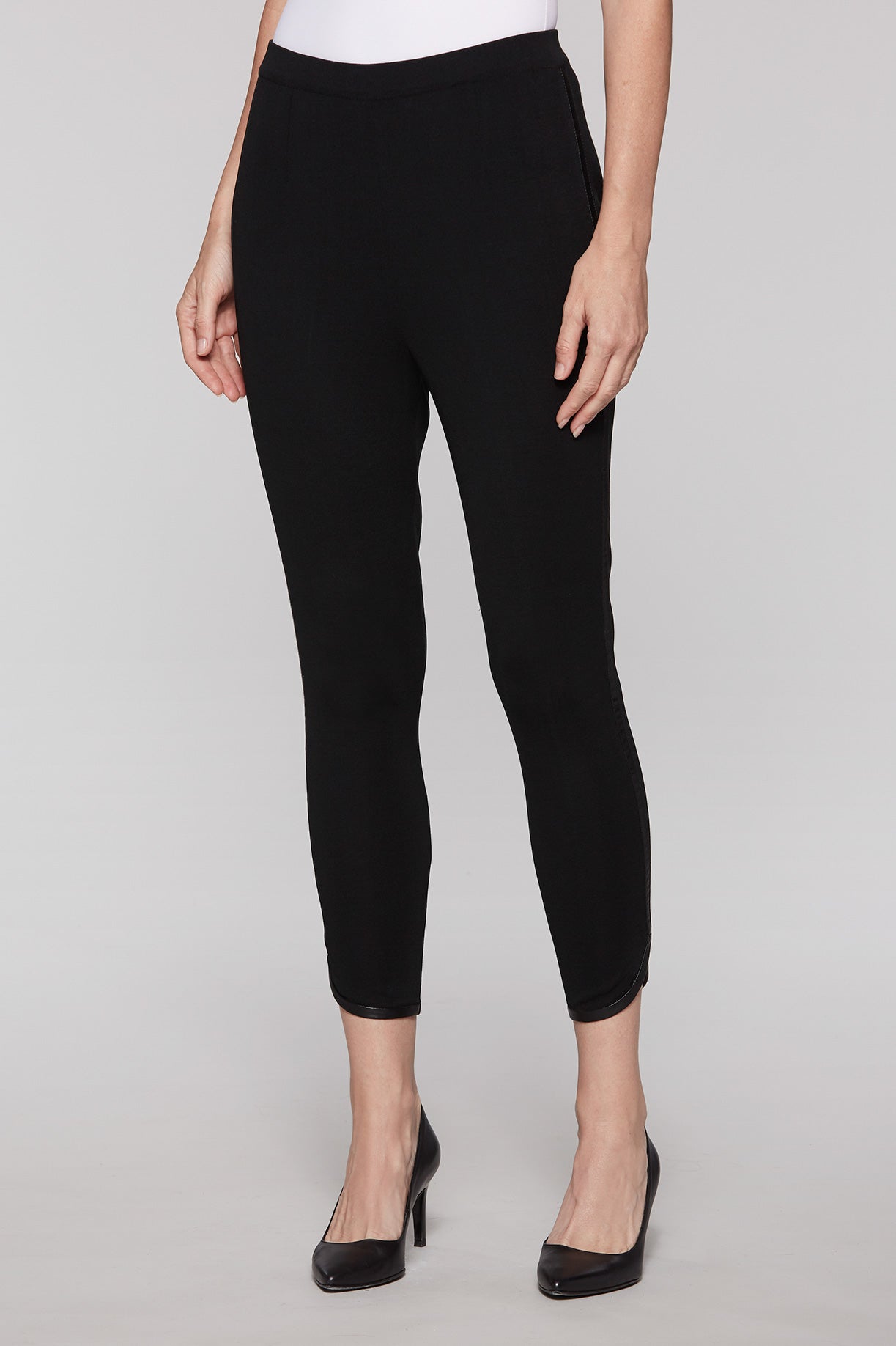 Leather Trim Knit Pant | Ming Wang