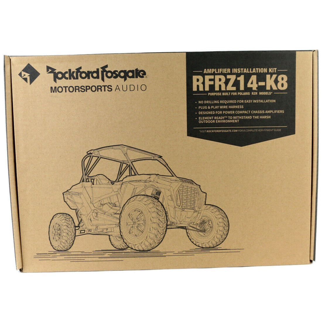 Rockford Fosgate RFRZ14-K8 RZR Amp Kit and Mounting Plate 