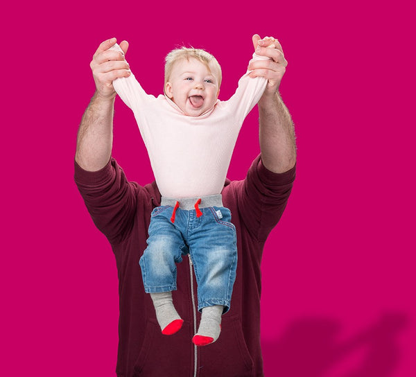 toddler girl wearing cute jeans with built in socks