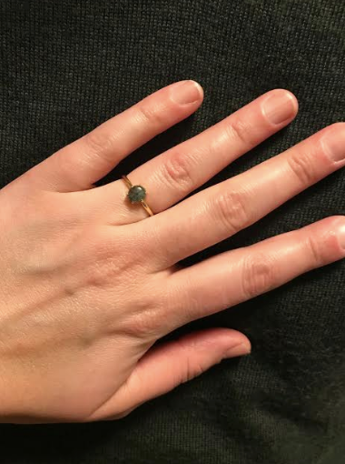 trapiche emerald ring on Mary
