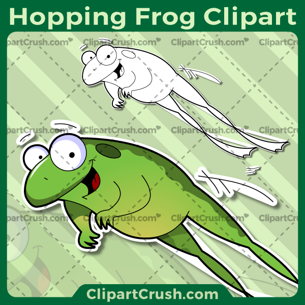 Cute Cartoon Jumping Frog Clipart - Happy Smiling Hopping Frog Clip Art
