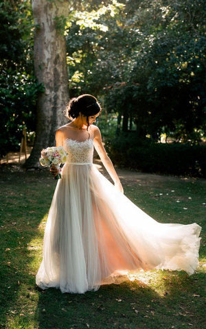 Illusion Neckline Tullle and Lace Wedding Dress