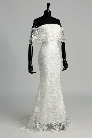 Elegant Off-the-shoulder Mermaid Long Lace Wedding Dress