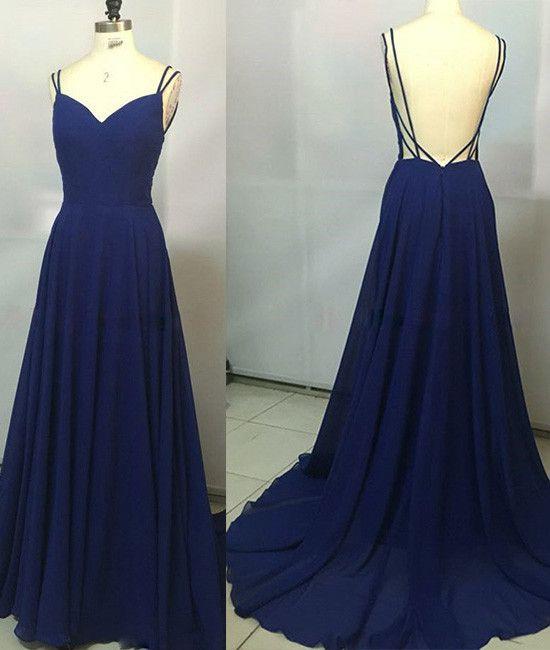 backless blue prom dress