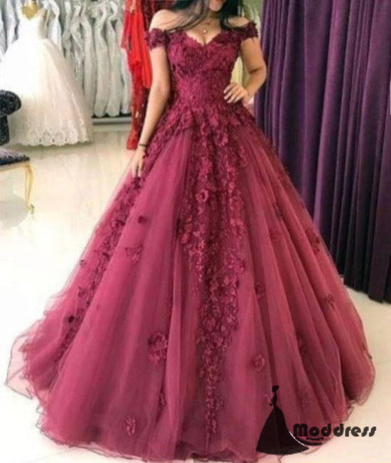 floral applique evening dress