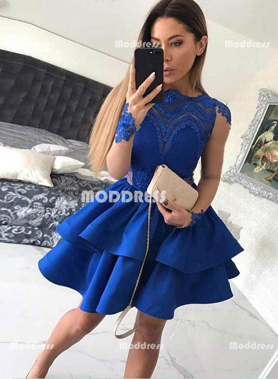 long sleeve blue dress formal