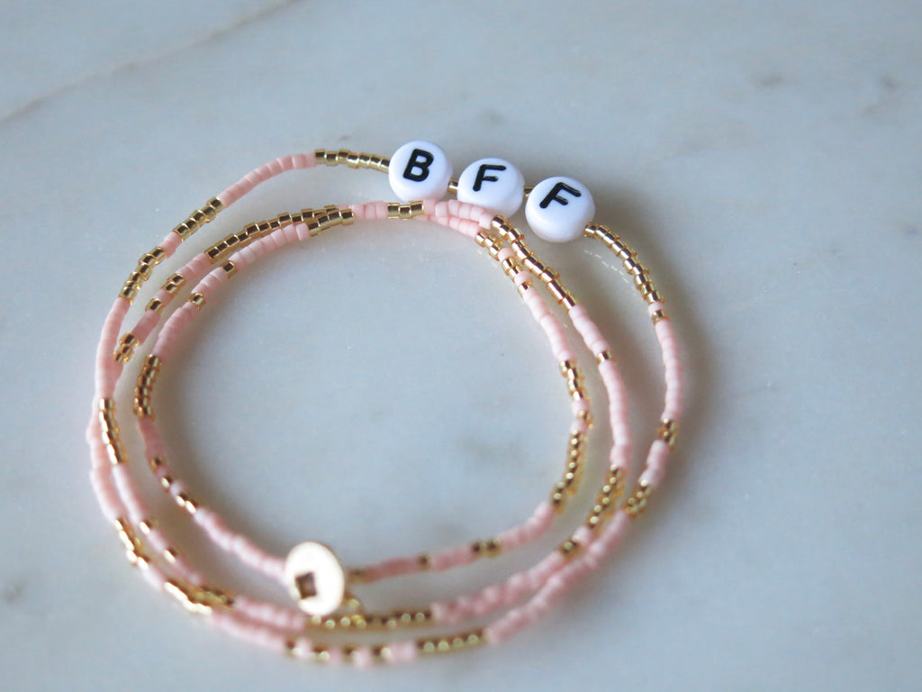 Bracelet "mots doux" BFF - rose pâle