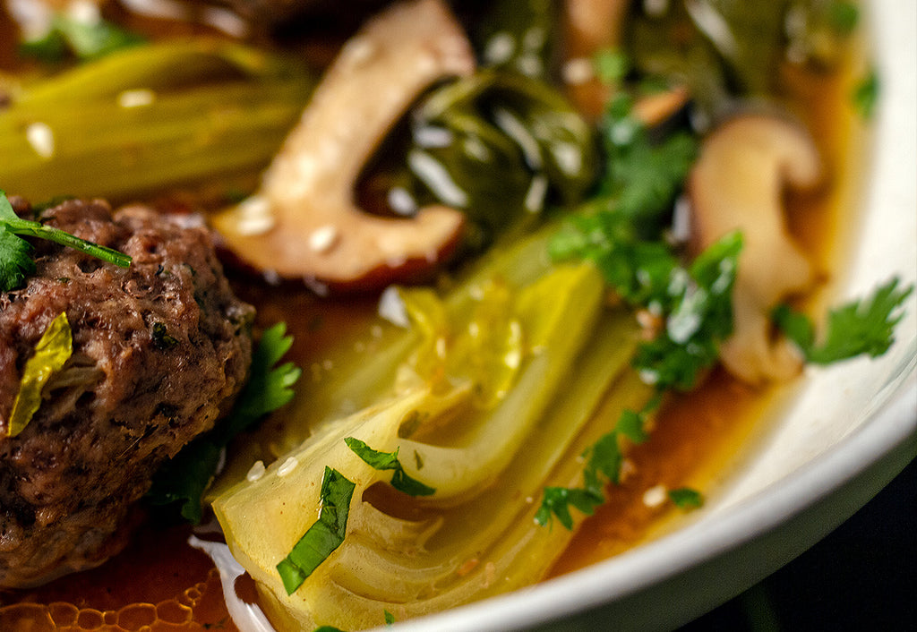 30-Minute AirFryer Keto Sesame Ginger Meatball Soup Recipe