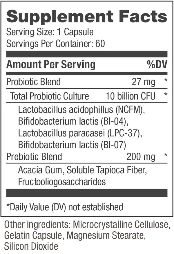 Supplement Facts Primal Probiotics