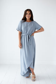 Cambria Dress in Dusty Blue