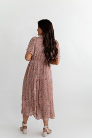 Evelyn Pleated Dress in Rose