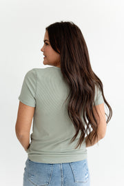 Ada Ribbed Top in Seagrass