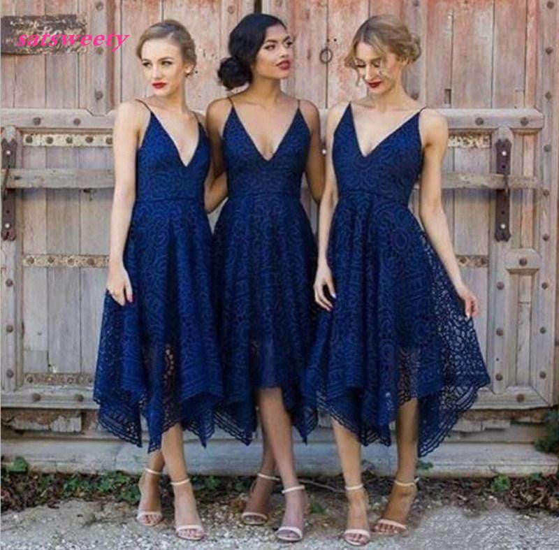 Bridesmaid Dresses New Style Elegant Tea Length Blush Pink Lace