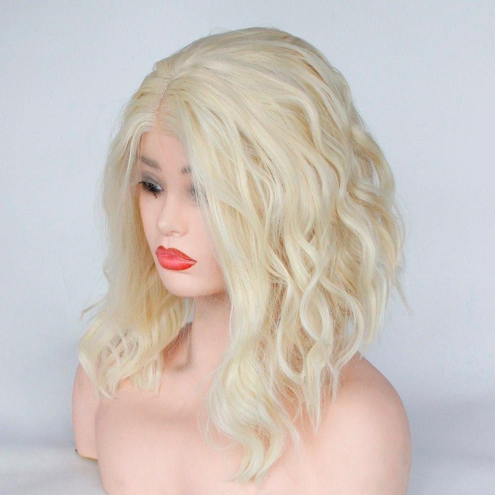 V Nice Bleach Blonde 613 Color Synthetic Wavy Bob Wig For Women