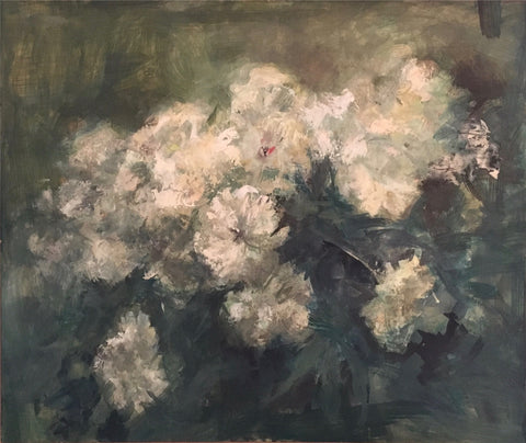 "Pivoines blanches". Huile sur toile, 60 x 73 cm