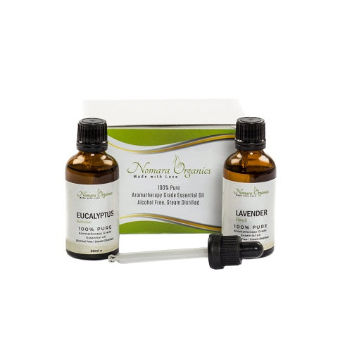 Lavender Oil and Eucalyptus Oil Twin Pack 2 x 50ml by 100% Natural and Pure Essential oils, Aromatherapy Grade, Steam Distilled, Ideal for Oil Burners