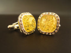 silver cufflinks with yellow baltic amber