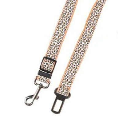 Premium Dog Seat Belt With Clip Leopard Orange Chihuahua Clothes and Accessories at My Chi and Me