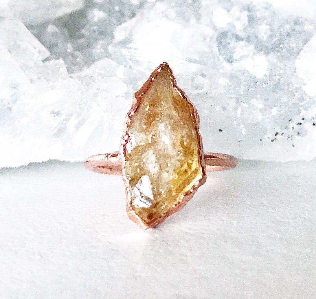 Size 5  Raw Citrine & Ruby  Raw Crystal Engagement Ring  Natural Gemstone Ring  Electroformed Copper Ring  Alternative Engagement Ring