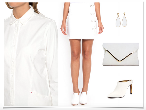 All white monochromatic look. 