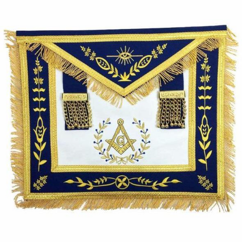 Masonic Blue Lodge Master Mason Gold Machine Embroidery Apron