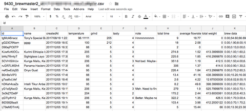 acaia brewmaster csv export