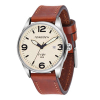T101 Cream Swan | 41mm - Brown Leather Strap
