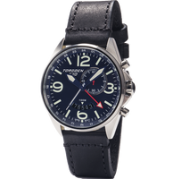 T30 Blue GMT/Alarm | 45mm - Black Vintage Leather Strap