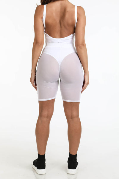 white mesh cycle shorts