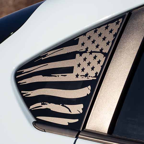 Amazon Com Distressed Usa Flag Decals For Toyota Tundra Crew Max In Matte Black For Side Windows American Flag Accessory Tc3a Handmade