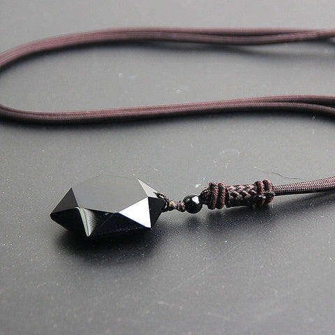 Black Obsidian Pendant Necklace Obsidian Star pendant Lucky Love Crystal Jewelry With Free Rope