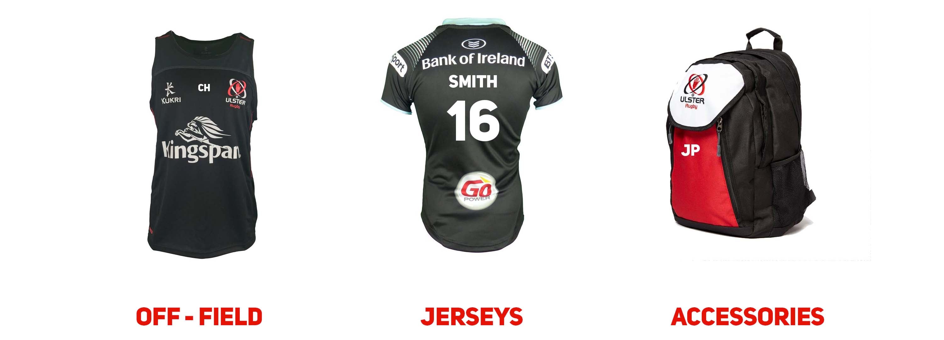 ULSTER RUGBY INITIALS NAME AND NUMBER