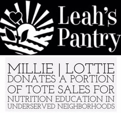 Millie Lottie donates to Leah's Pantry for each told sold