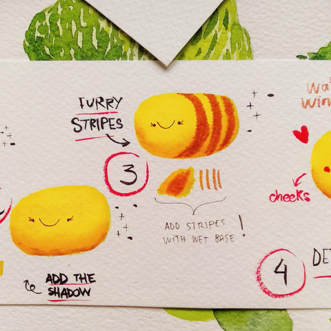 how to make a cute fuzzy bee using life of colour pens