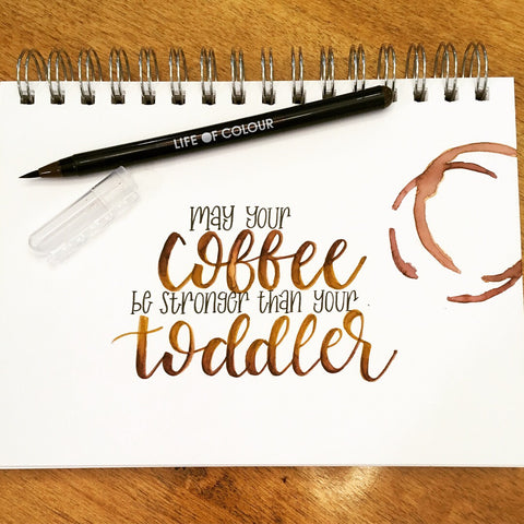coffee stains with watercolour pens