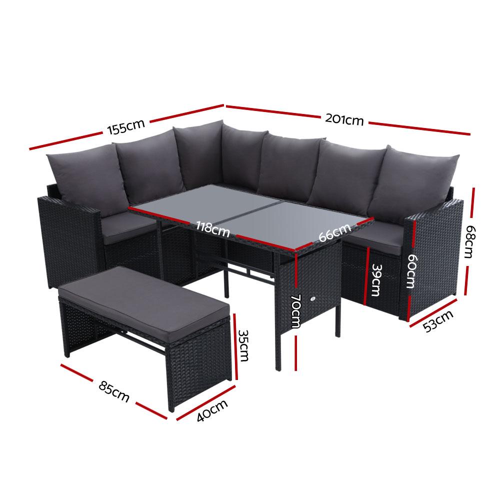 Gardeon Outdoor Furniture Dining Setting Sofa Set Wicker 8 Seater Storage Cover Black Gardeon Outdoor Furniture Dining Setting Sofa Set Wicker 8 Seater Storage Cover Black