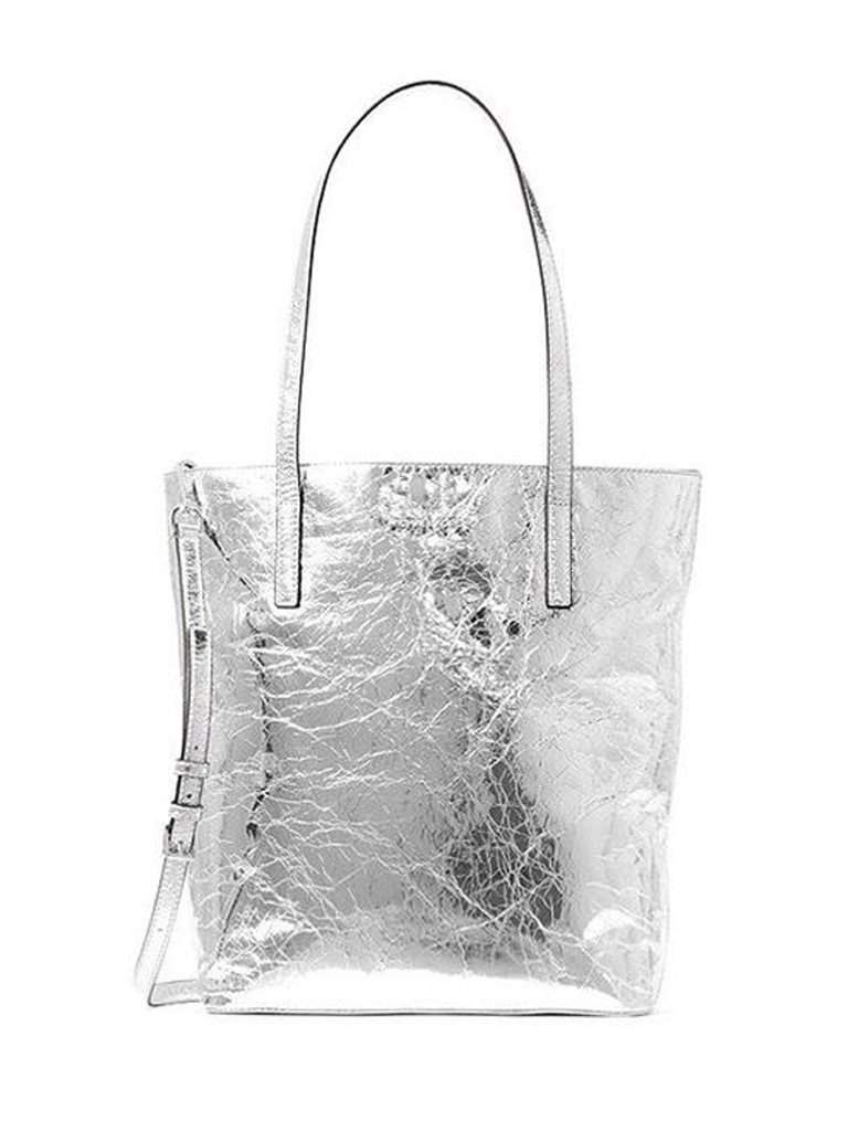 silver metallic michael kors purse