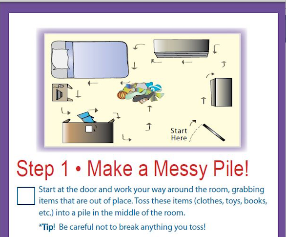 mini bedroom clean 'n' flip- chore chart - kids will want to clean their  room!