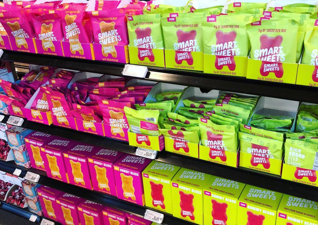 SmartSweets on shelf in a grocery store