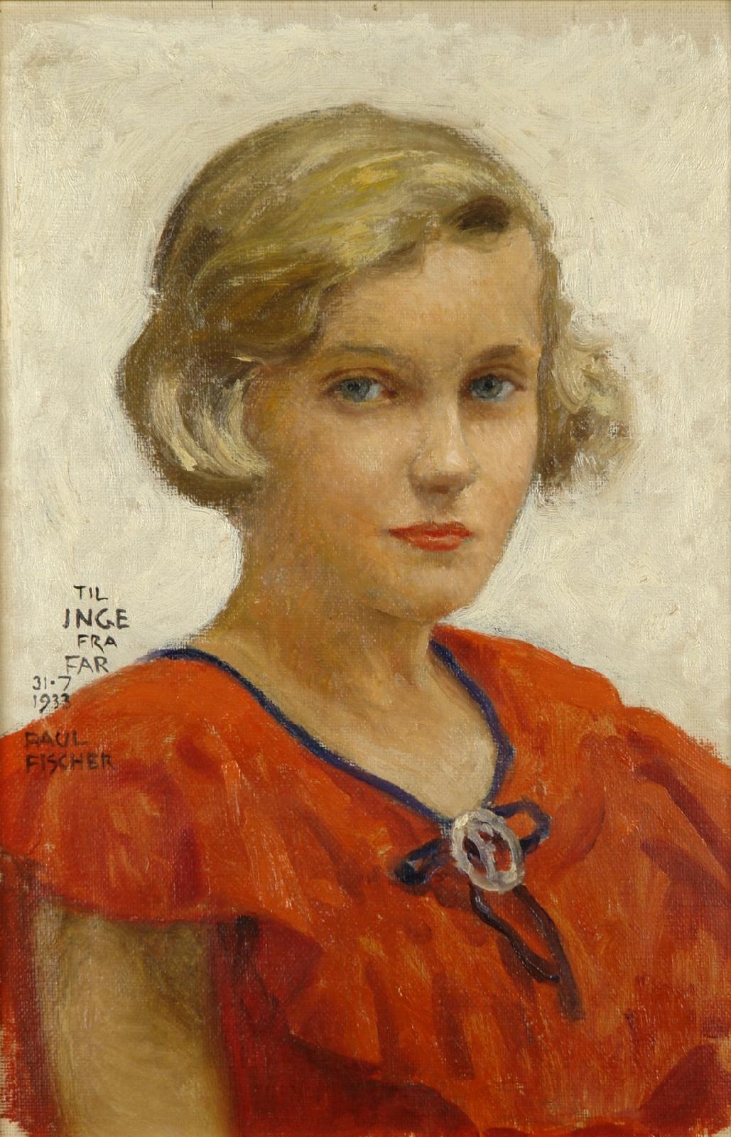 trait of the artist's daughter, Inge by Paul-Gustave Fischer,A3(16x12")Poster
