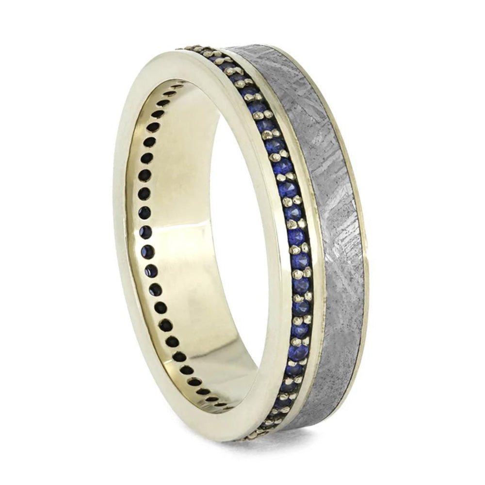 White Gold Eternity Ring With Sapphires And Meteorite