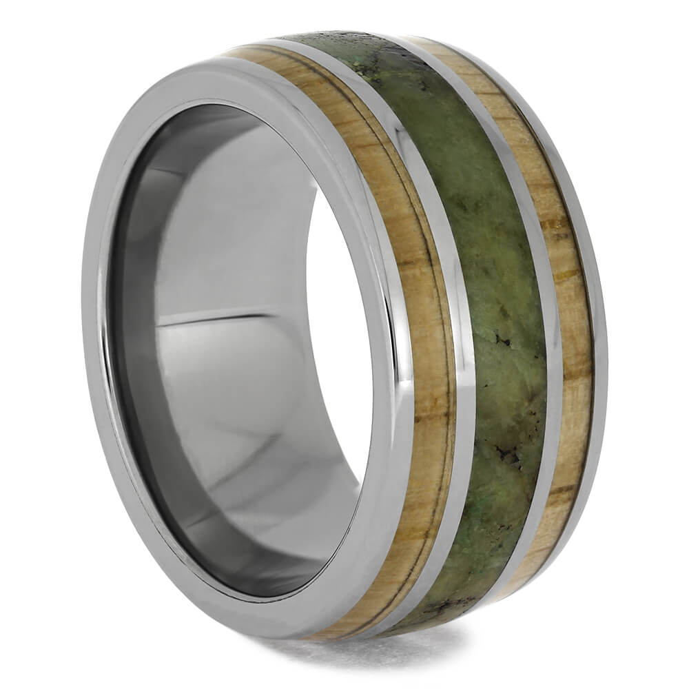 Triple Inlay Titanium Wedding Band