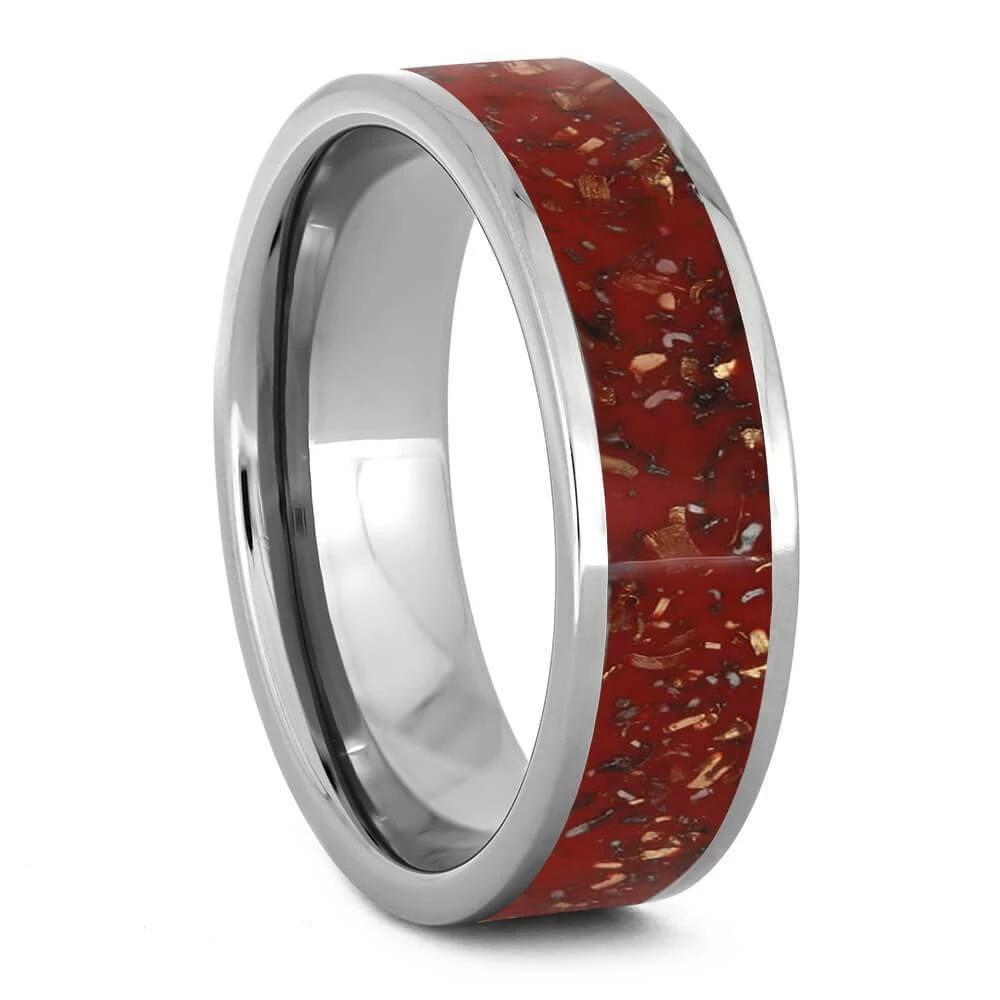 Red Stardust™ Men's Wedding Band In Titanium-1707 - Jewelry by Johan