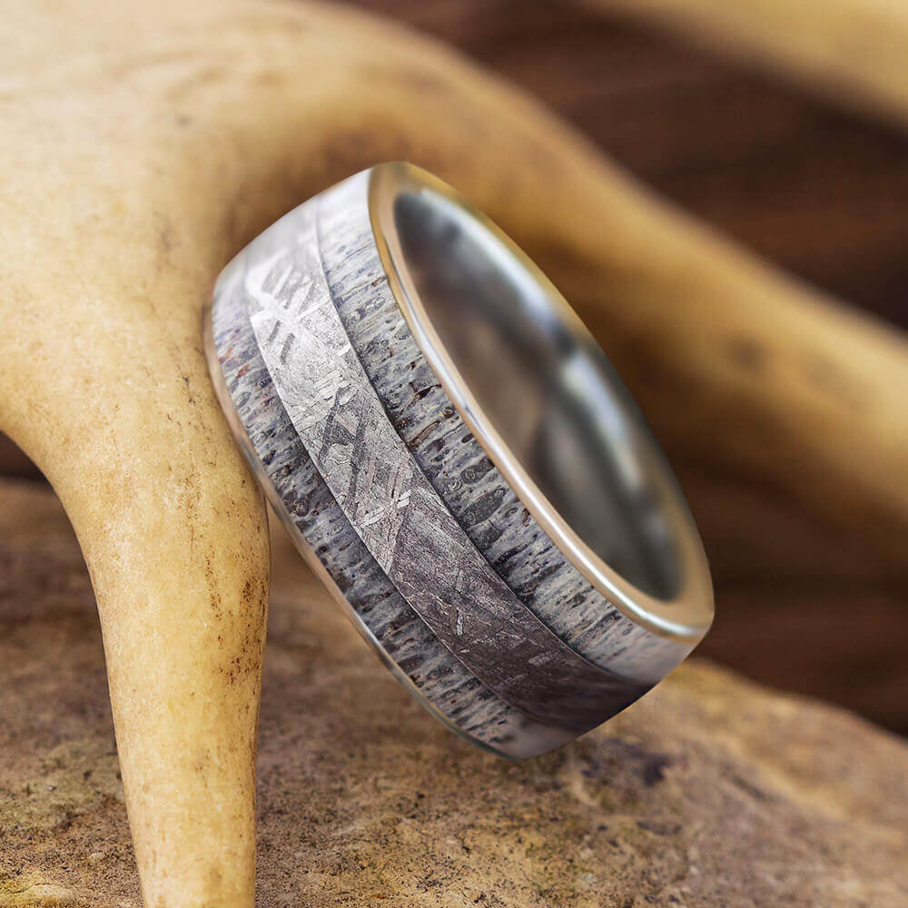 Meteorite and Antler Men's Wedding Band