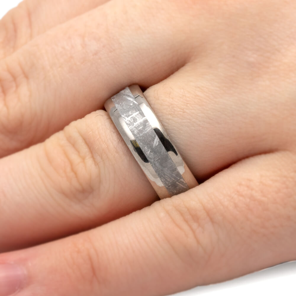 Gibeon Meteorite Men's Wedding Band, Cobaltium Mokume And Titanium Ring-2276 - Jewelry by Johan