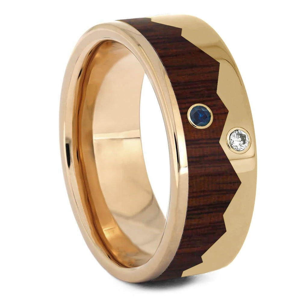 Rose Gold Men's Wedding Band With Mountain Design