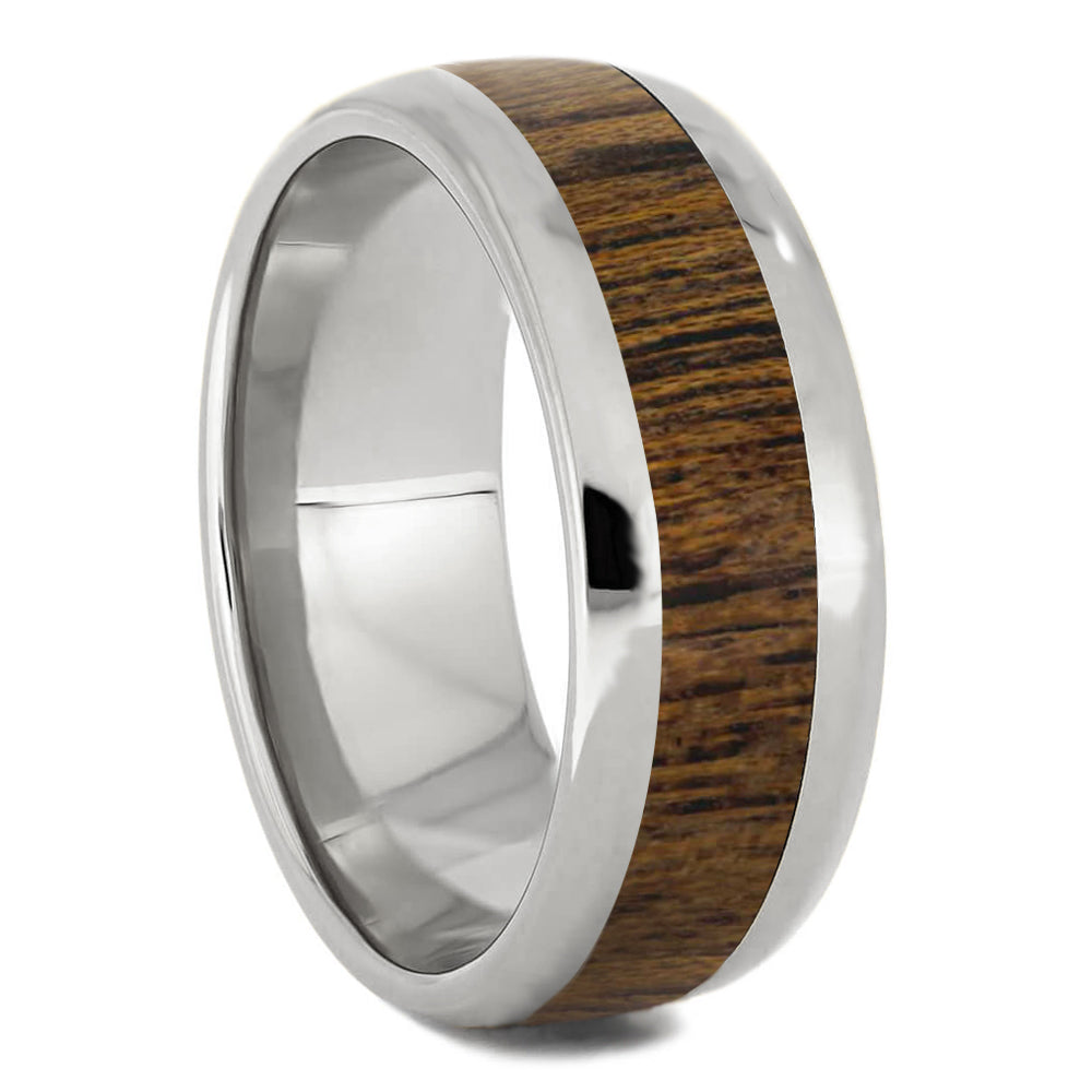 Custom Wood Wedding Band, Domed Ring With Wood Inlay - Jewelry by Johan