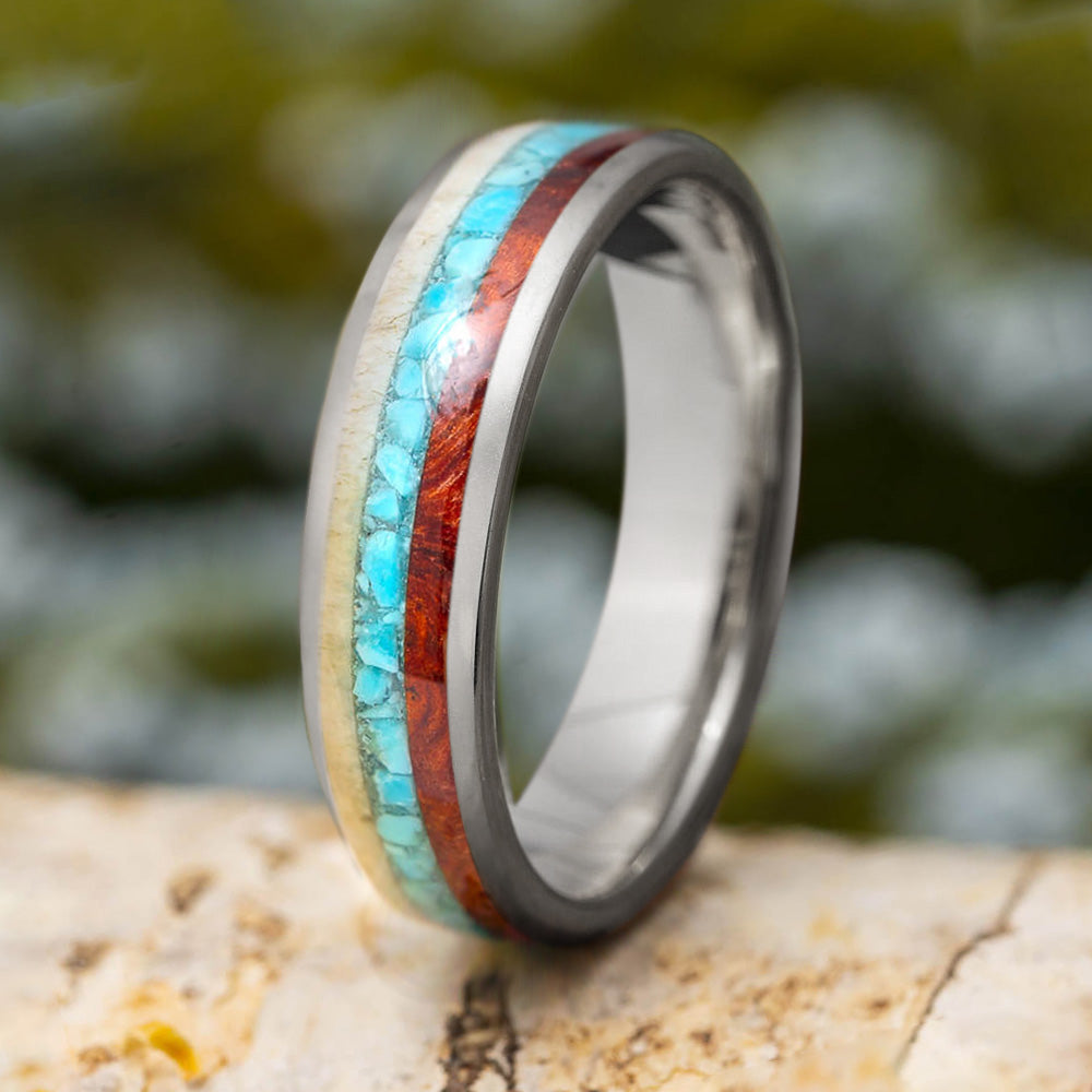 Titanium Ring With Three Inlays